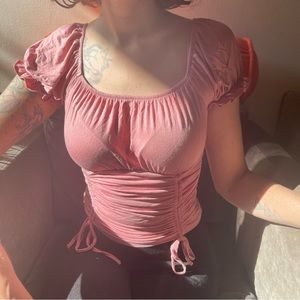 Madden girl light pink feminine princess top with puffy sleeves, never worn